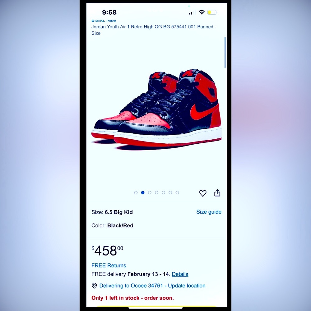 Jordan Kids' Black and Red Sneakers - Picture 7 of 8